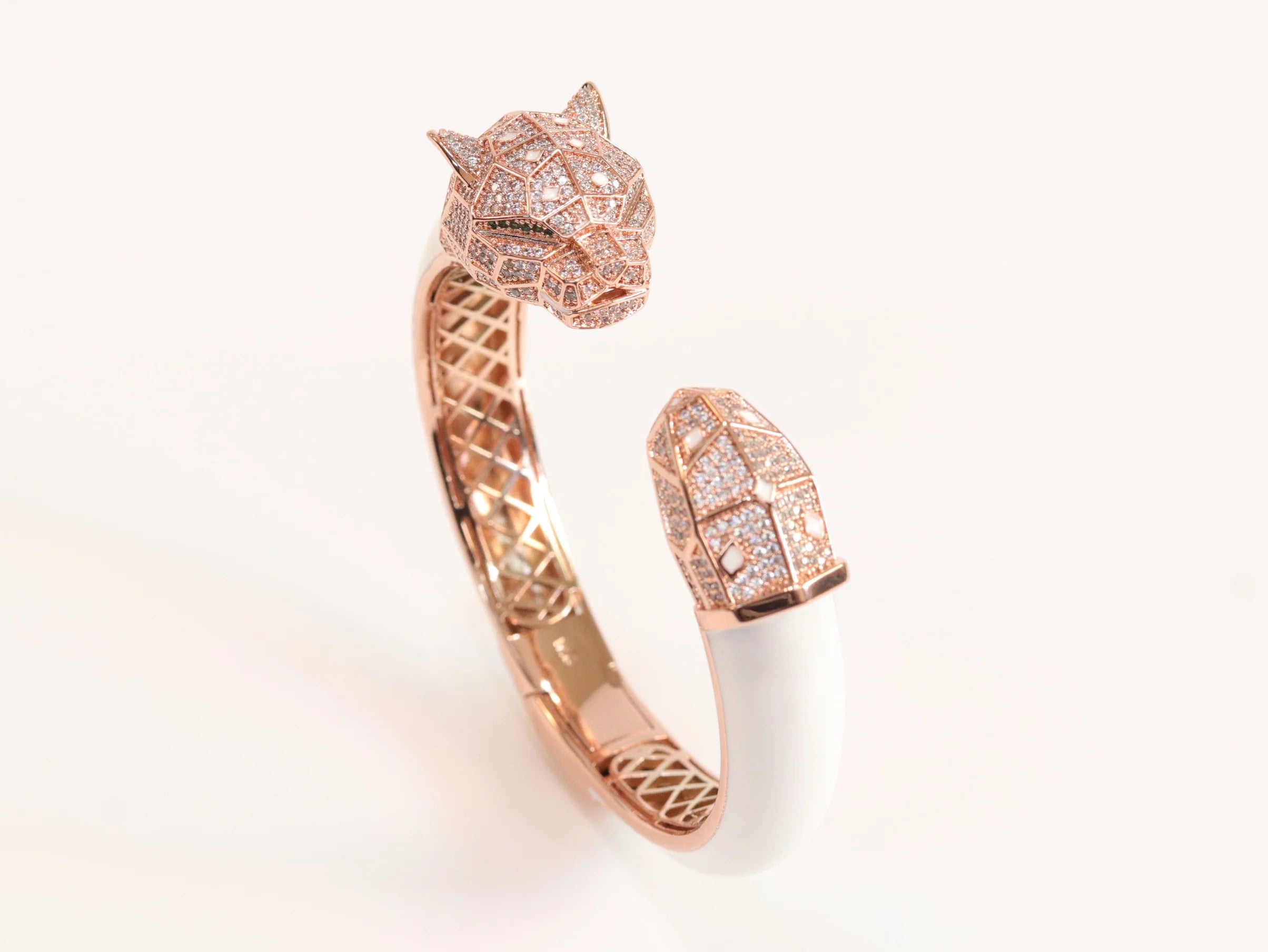 Panther face rose gold and white bracelet