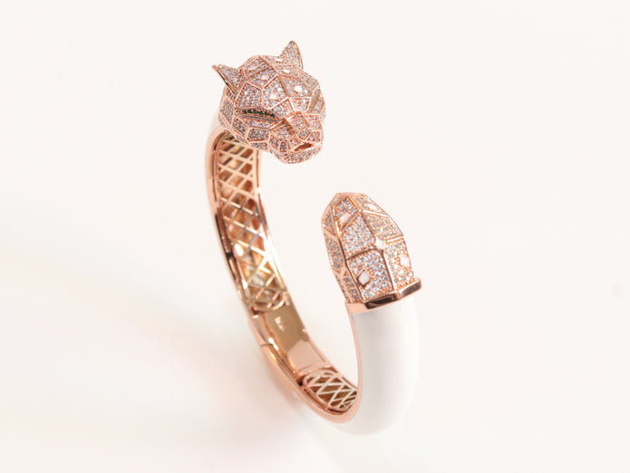 Panther face rose gold and white bracelet