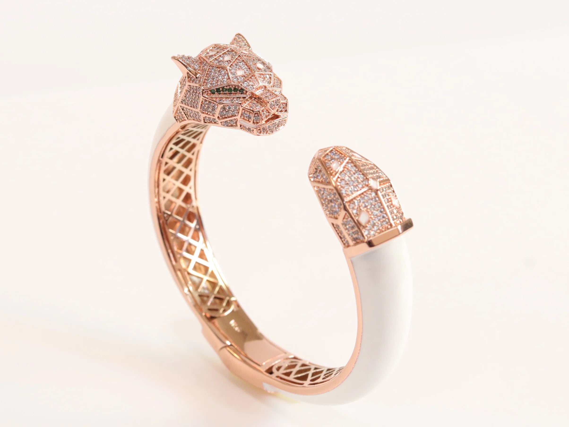 Panther face rose gold and white bracelet