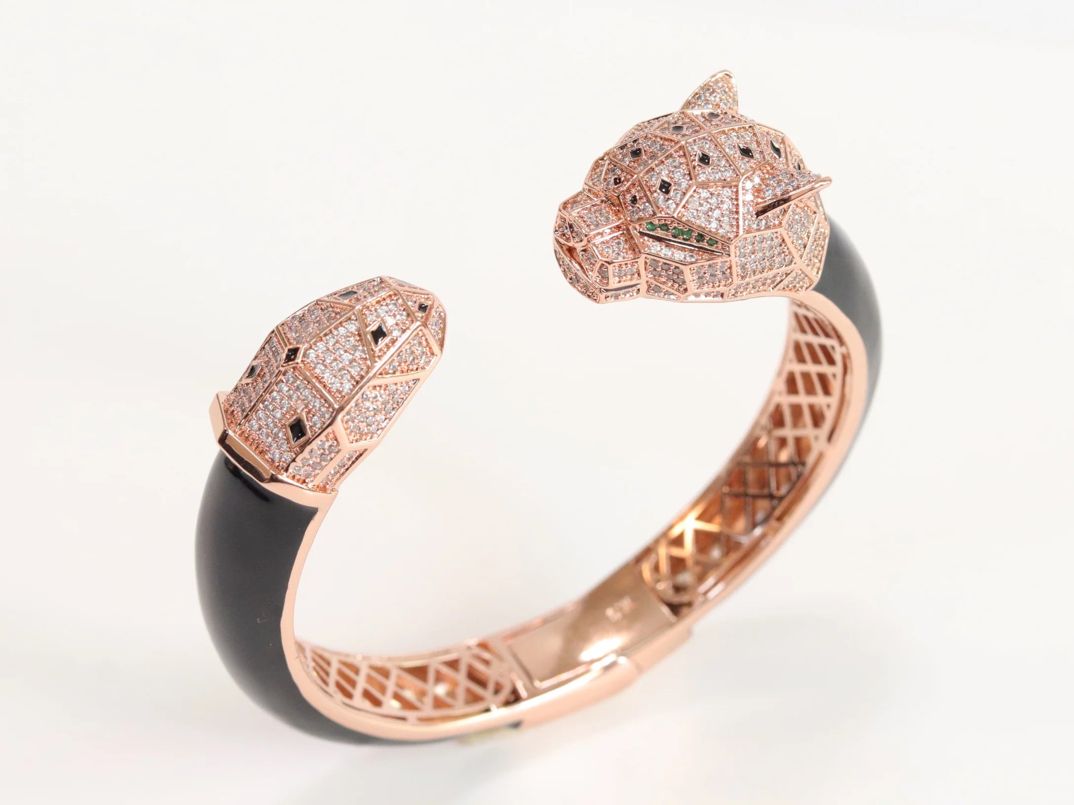 Panther face rose gold and black bracelet