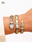 snake black and gold three layer bracelet