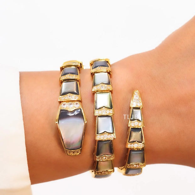 Serpenti black and gold three layer bracelet
