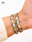 snake black and gold three layer bracelet