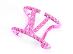 Pink chrome engraved broad bracelet cz