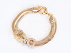 Panther face and cz ring gold bracelet