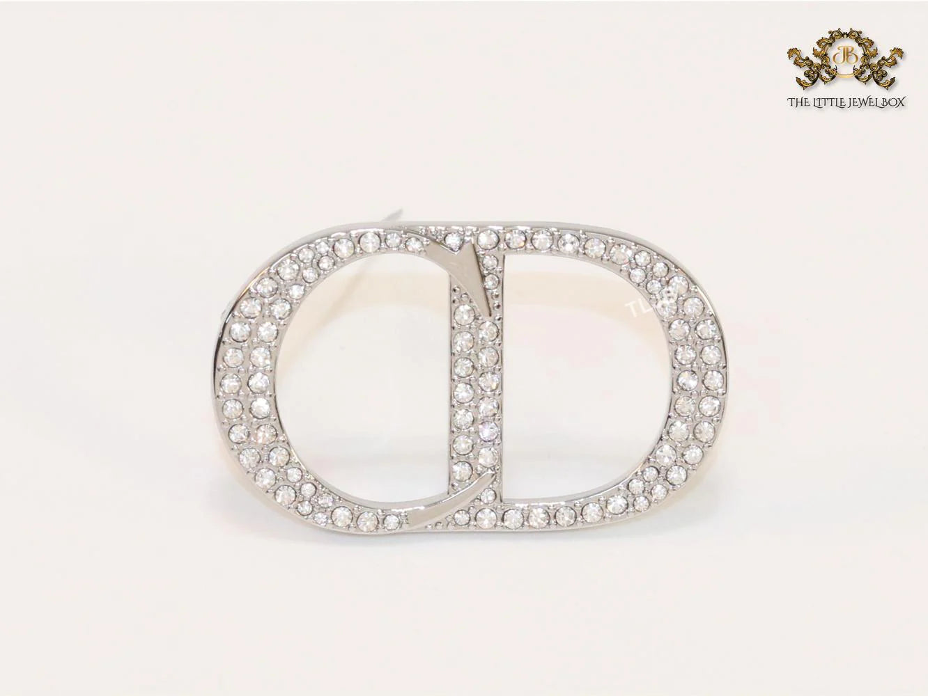 Alphabet CD platinum brooch with CZ