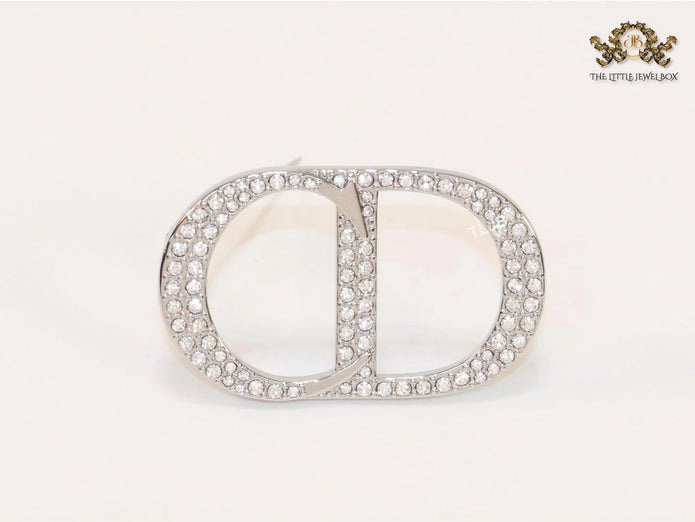 Alphabet CD platinum brooch with CZ