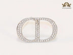 Alphabet CD platinum brooch with CZ