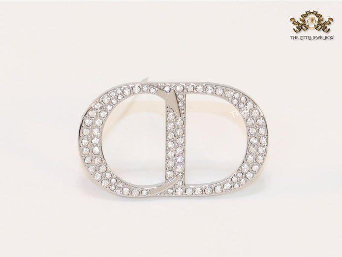 Alphabet CD platinum brooch with CZ