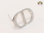 Alphabet CD platinum brooch with CZ