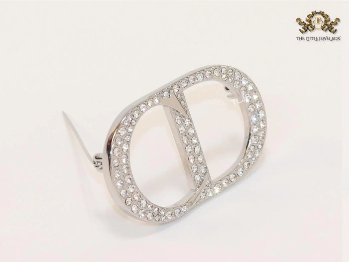 Alphabet CD platinum brooch with CZ