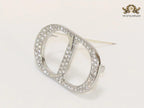 Alphabet CD platinum brooch with CZ