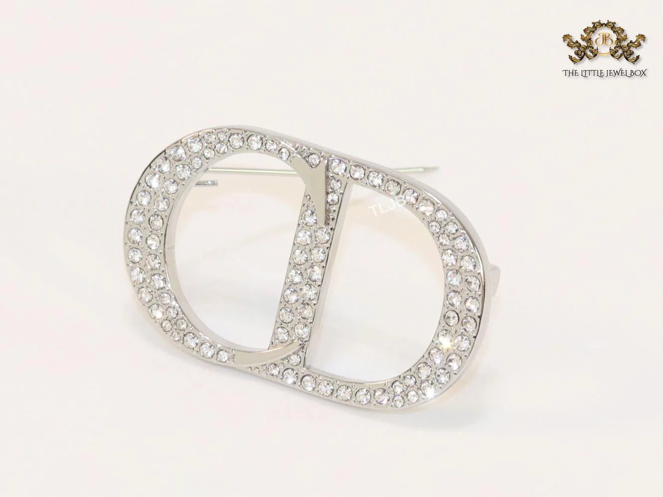 Alphabet CD platinum brooch with CZ