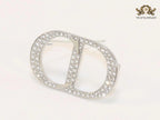 Alphabet CD platinum brooch with CZ