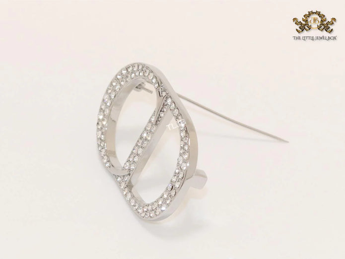 Alphabet CD platinum brooch with CZ