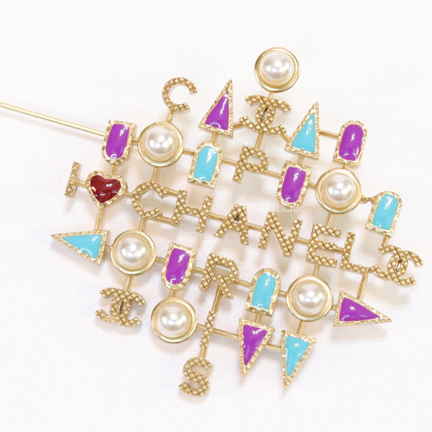 Multicoloured cz and pearls brooch in gold plating