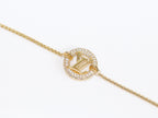 Alphabet L & V cz gold bracelet