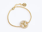 Alphabet L & V cz gold bracelet