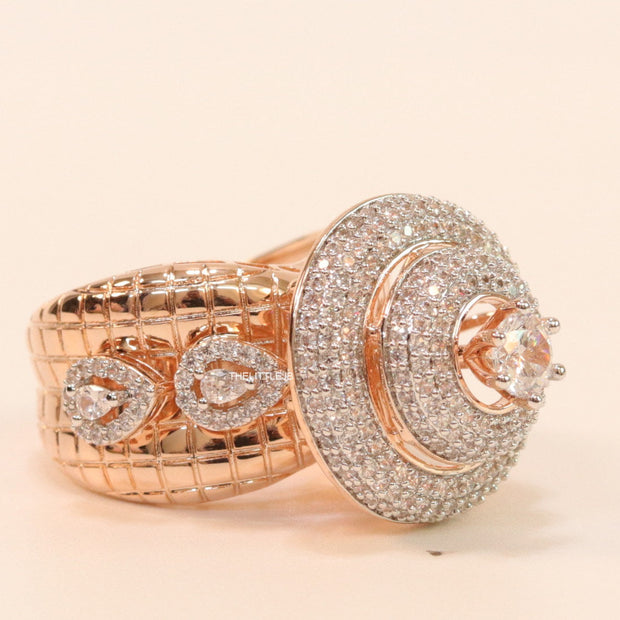 Rose gold plated cz cocktail ring with 0.4ct size pointer
