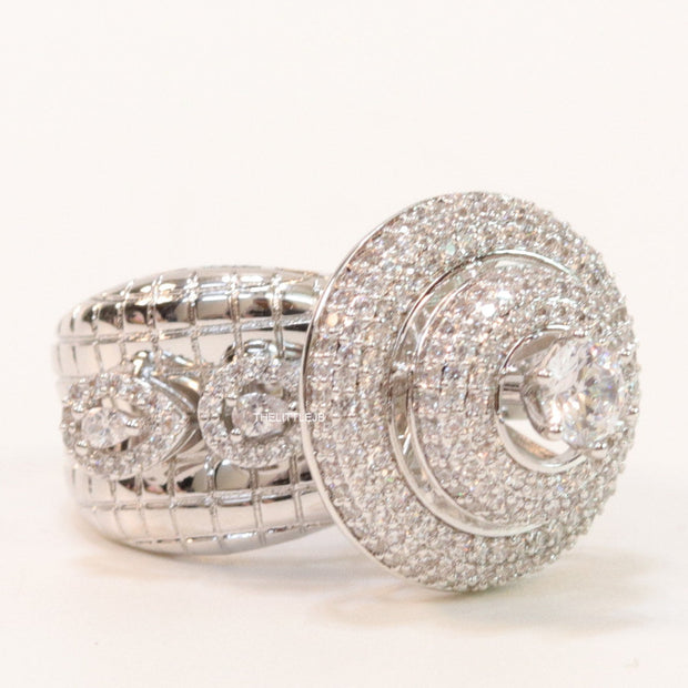 Platinum plated cz cocktail ring with 0.4ct size pointers