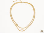 Dual chain necklace with alphabet and star motif
