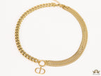 Multiple golden chain necklace with alphabet pendant