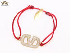 Alphabet V gold cz on Red Thread Bracelet