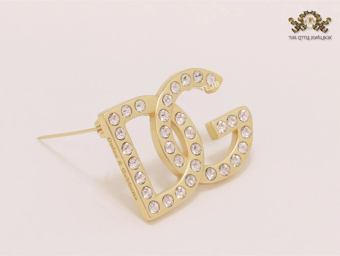 Alphabet DG Matt gold brooch with zircons