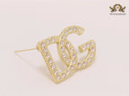 Alphabet DG Matt gold brooch with zircons
