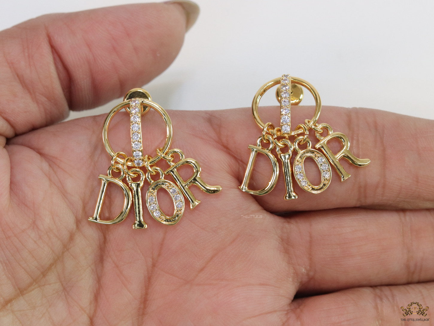 Gold plated alphabet earrings with cz