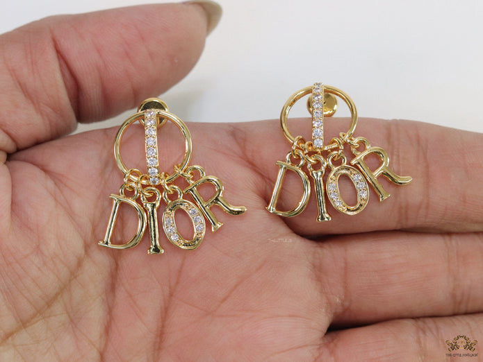 Gold plated alphabet earrings with cz