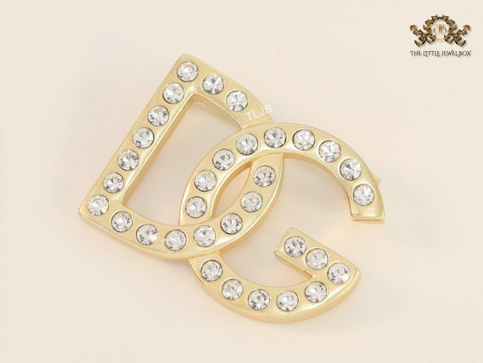 Alphabet DG Matt gold brooch with zircons