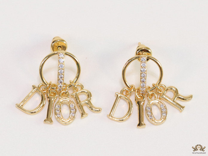 Gold plated alphabet earrings with cz
