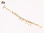 Double G and CZ stars gold charm bracelet