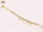Double G and CZ stars gold charm bracelet