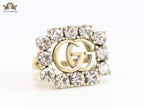 Double G gold plated CZ border ring