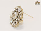 Double G brooch with uncut stones