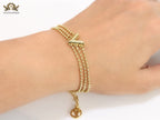 Alphabet V triple layered gold bracelet