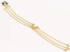 Alphabet V triple layered gold bracelet