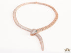 Rose Gold plated cubic zirconia stones ancient serpentine symbol necklace with matching studs