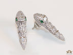 Platinum plated cubic zirconia stones ancient snake symbol necklace with matching studs