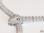 Platinum plated cubic zirconia stones ancient snake symbol necklace with matching studs