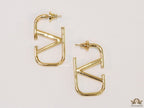 Open V plain Gold rectangular hoop 40 mm