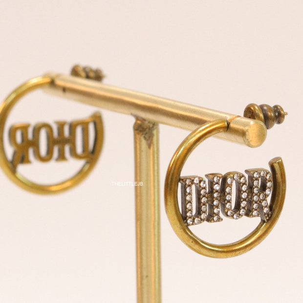 Open golden hoops with cz alphabets