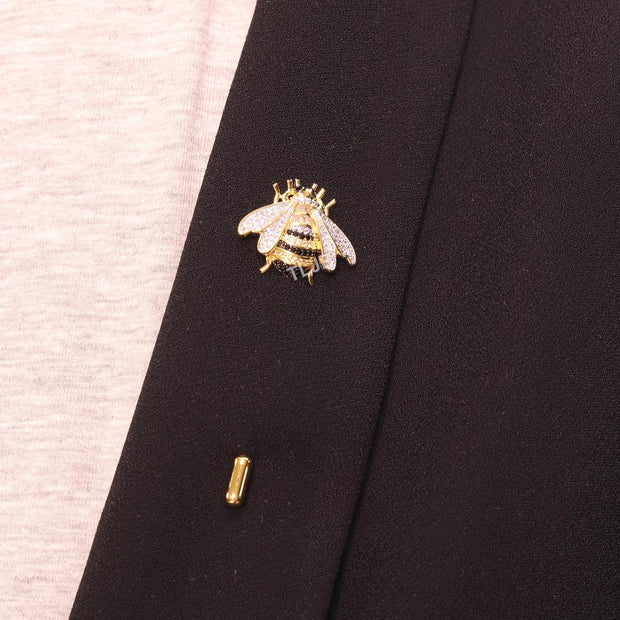 Gold & black bee brooch with