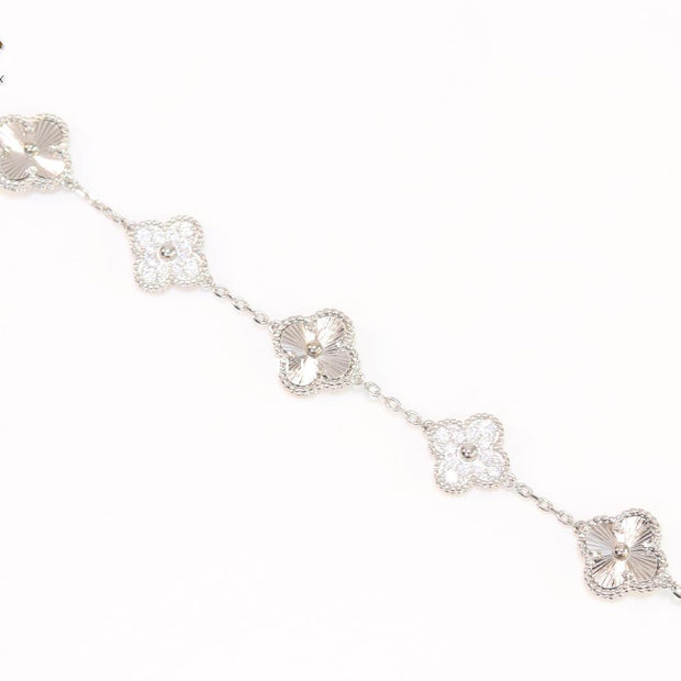 Cz and Silver plated clover bracelet