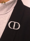 Alphabet CD platinum brooch with CZ