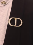 Alphabet CD gold brooch with CZ