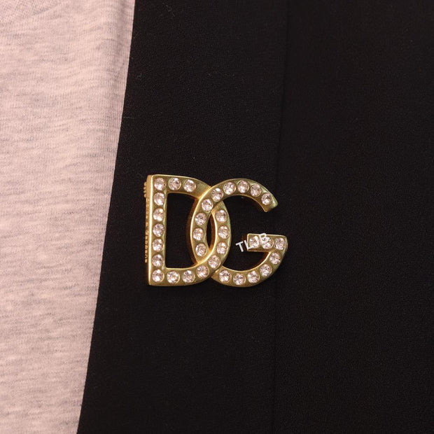 Alphabet DG Matt gold brooch with zircons