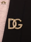 Alphabet DG Matt gold brooch with zircons